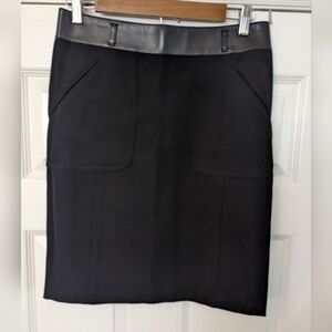PRADA Leather Trim Pencil Skirt with Pockets
